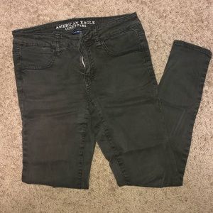 Dark olive skinny jeans